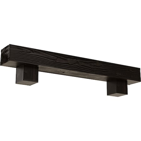 Kit W/ Alamo Corbels, Premium Walnut, 6H  X 10D X 36W Sandblasted Faux Wood Fireplace ManteL